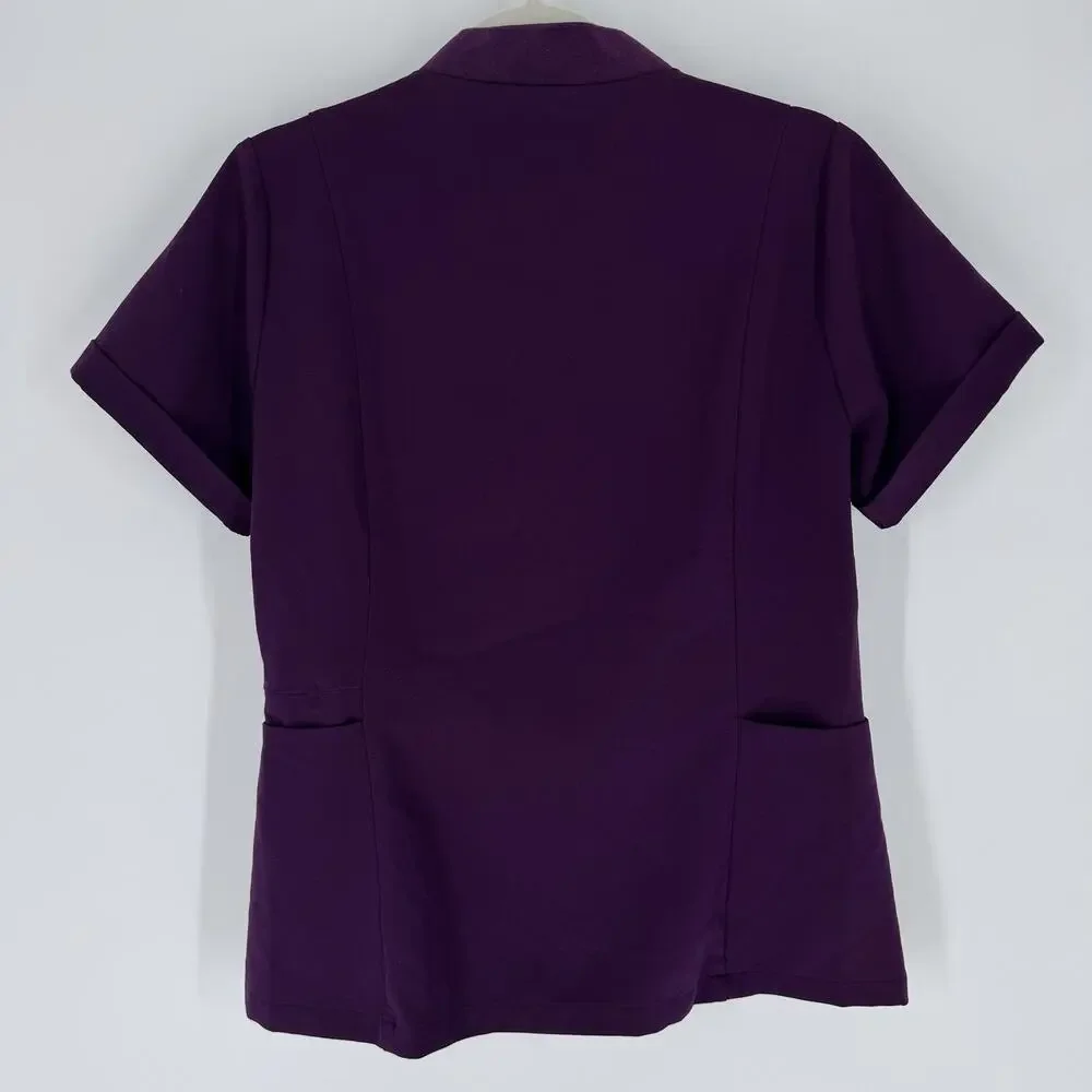 FIGS Scrub Top Womens Medium Purple V-Neck Short Sleeve Pockets Nursing‎ Medical - Picture 3 of 11